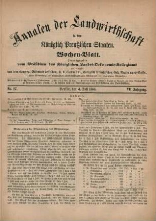 No. 27. Berlin, den 4. Juli 1866. VI. Jahrgang.