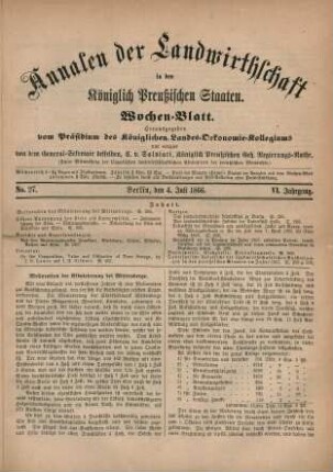 No. 27. Berlin, den 4. Juli 1866. VI. Jahrgang.