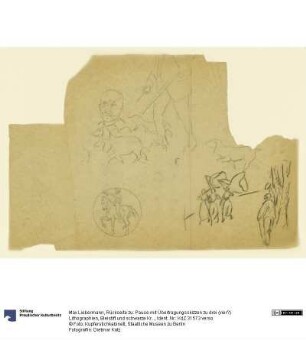 Rückseite zu: Pause mit Übertragungsskizzen zu drei (vier?) Lithographien, Bleistift und schwarze Kreide