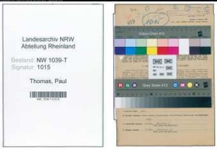 Entnazifizierung Paul Thomas , geb. 11.04.1900 (Lehrer)