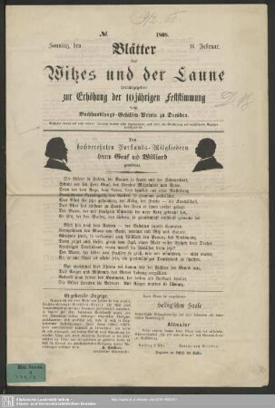 Blätter des Witzes und der Laune : Sonntag, den 16. Februar 1868