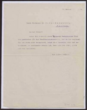 Schreiben an Professor Dr. Scheidemantel, Weimar (Brief)