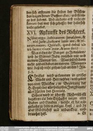 XVI. Ankunfft des Richters.