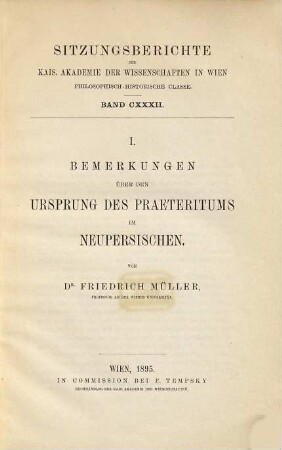 Bemerkungen über den Ursprung des Praeteritums im Neupersischen