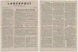 Lagerzeitung des Gefangenenlagers Aversa-Pow-Camp P.W.B. u.a. zum Jahrestag des Überfalls auf die Sowjetunion und zum Neuaufbau der Presse in Deutschland
