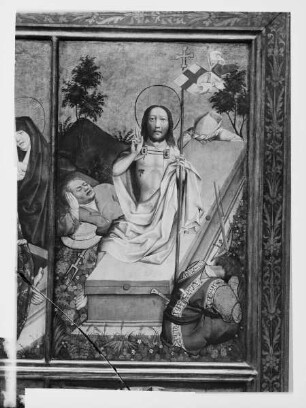 Barbara-Altar — Passionsszenen — Grablegung, Auferstehung, Noli me tangere und Himmelfahrt Christi — Auferstehung Christi