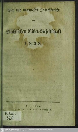 24.1838: Jahresbericht der Sächsischen Bibel-Gesellschaft
