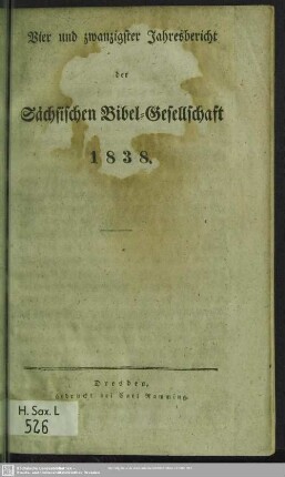 24.1838: Jahresbericht der Sächsischen Bibel-Gesellschaft