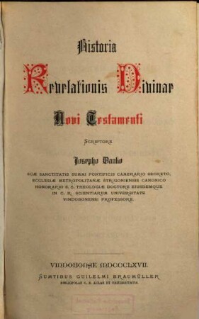 Historia revelationis divinae Novi Testamenti
