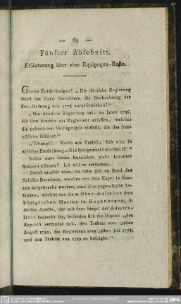 Fünfter Abschnitt. Erläuterung über eine Equipagen-Rolle
