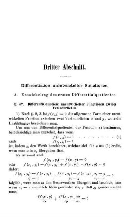 Dritter Abschnitt. Differentiation unentwickelter Functionen.