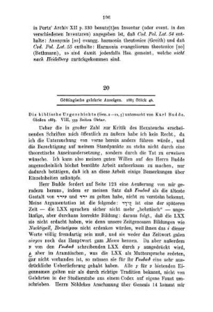 20 Göttingische gelehrte Anzeigen. 1883 Stück 46. Die biblische Urgeschichte [...]