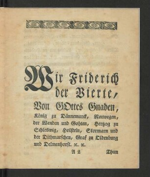 Wir Friderich der Vierte, ...