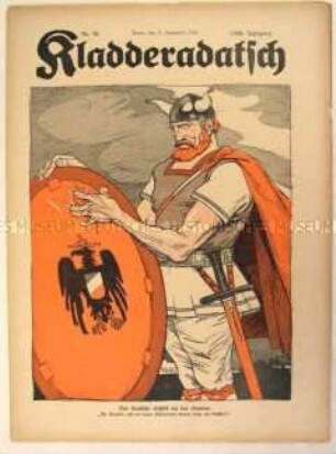 Satirezeitschrift "Kladderadatsch" u.a. zur Kriegslage an der Somme (Titelkarikatur)