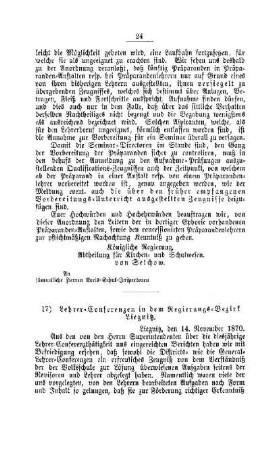 Lehrer-Conferenzen in dem Regierungs-Bezirk Liegnitz : [IV. Seminarien, Bildung der Lehrer und deren persönliche Verhältnisse]