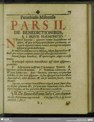 Pars II. De Benedictionibus