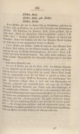 Förster, Karl. Förster, Luise, geb. Förster. Förster, Friedr.