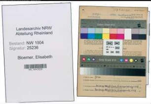 Entnazifizierung Elisabeth Bloemer , geb. 26.07.1907 (Schneiderin)