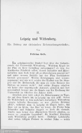 II. Leipzig und Wittenberg : Ein Beitrag zur sächsischen Reformationsgeschichte
