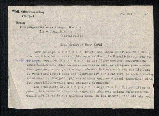 Schreiben Rauther an Joseph Kerz
