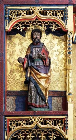 Spätgotische Retabel mit Strahlenkranz-Madonna — Heiliger Petrus