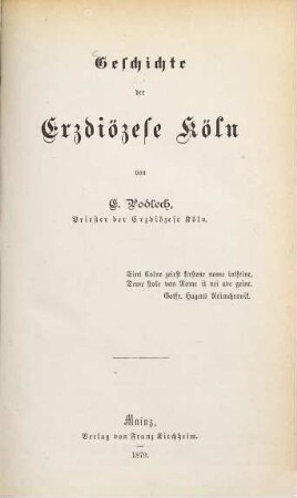 Geschichte der Erzdiözese Köln