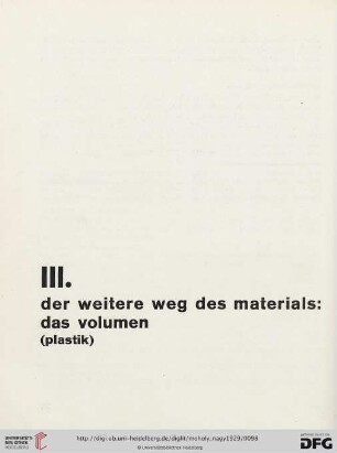 III. Das Volumen (Plastik)