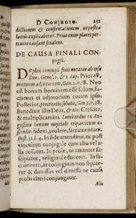 De Causa Finali Conjugii.