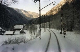 Posthalde; Höllsteig: verschneite Höllentalbahn; Abschnitt Posthalde, Höllsteig