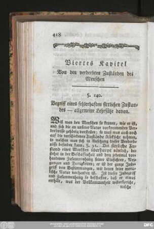 Viertes Kapitel Von den verderbten Zuständn des Menschen