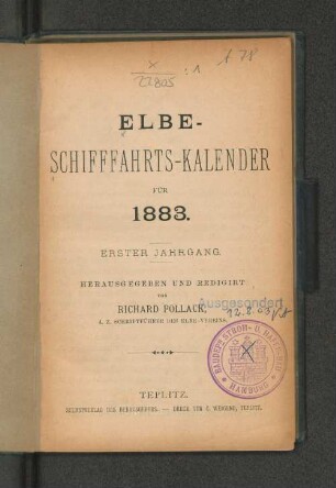 1.1883: Elbe-Schifffahrts-Kalender