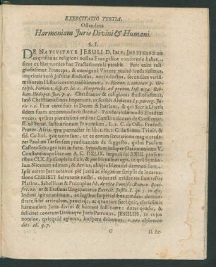 Exercitatio Tertia, Ostendens Harmoniam Iuris Divini & Humani.