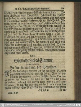 XXI. Göttliche Liebes-Flamme, herfür scheinend In der Erquickung der Betrübten