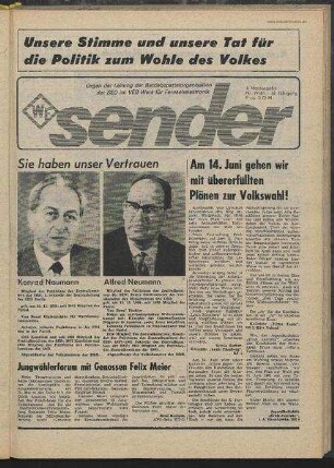 Betriebszeitung 'WF-Sender', Nr.19/1981 (4. Maiausgabe 1981)