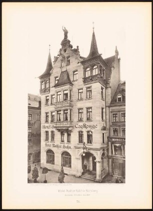 Hotel Roter Hahn, Nürnberg: Ansicht (aus: Moderne Neubauten, 1.Jg., 1894, hrsg. W. Kick)