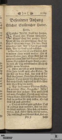 Besonderer Anhang Etlicher Geistreicher Lieder.
