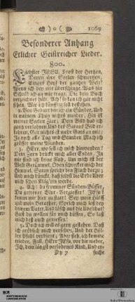 Besonderer Anhang Etlicher Geistreicher Lieder.