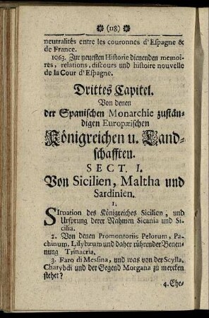 Sect. I. Von Sicilien, Maltha und Sardinien.