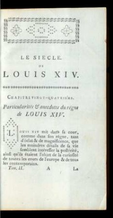 Le Siecle De Louis XIV.