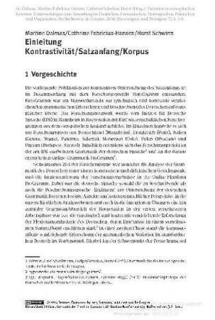 Einleitung: Kontrastivität/Satzanfang/Korpus