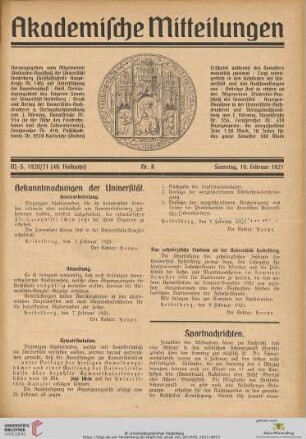 Nr. 8 (19. Februar 1921)