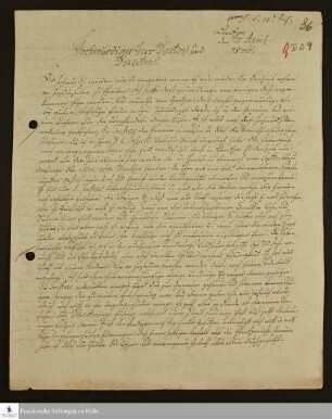 Brief von Johann Ernst Bergmann an Johann Ludwig Schulze über seine geistliche Arbeit in der Gemeinde Ebenezer.