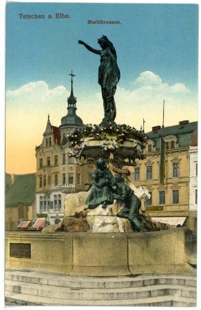 Tetschen. Marktbrunnen (Elbebrunnen, 1907; Rudolf Weyr)