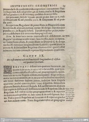 Caput IX. De Instrumenti usu in dimetienda longitudine et distantia quatuor locorum.
