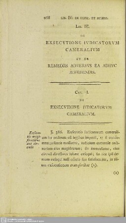 Lib. IV. De Exsecutione Iudicatorum Cameralium Et De Remediis Adversus Ea Adhuc Adhibendis
