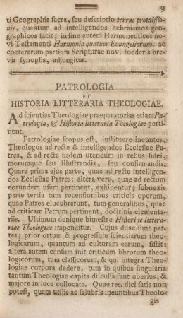 Patrologia et historia litteraria theologiae.