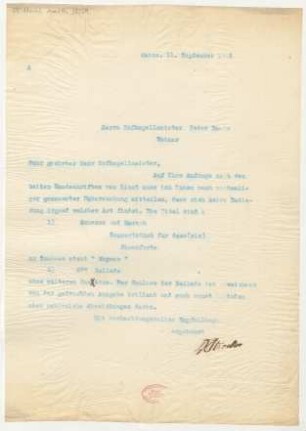 Brief an Peter Raabe : 11.09.1912
