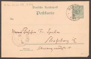 Postkarte an Friedrich Spitta : 26.11.1893