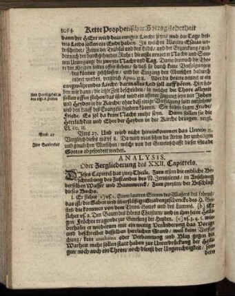 Analysis. Oder Zergliederung des XXII. Capittels