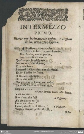 Intermezzo Primo / Das erste Zwischenspiel